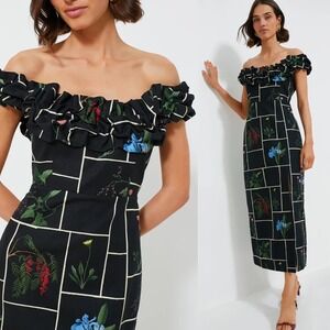 Tuckernuck NEW Black Fresher Buds Suze Cotton Column Maxi Dress‎ - Size 2